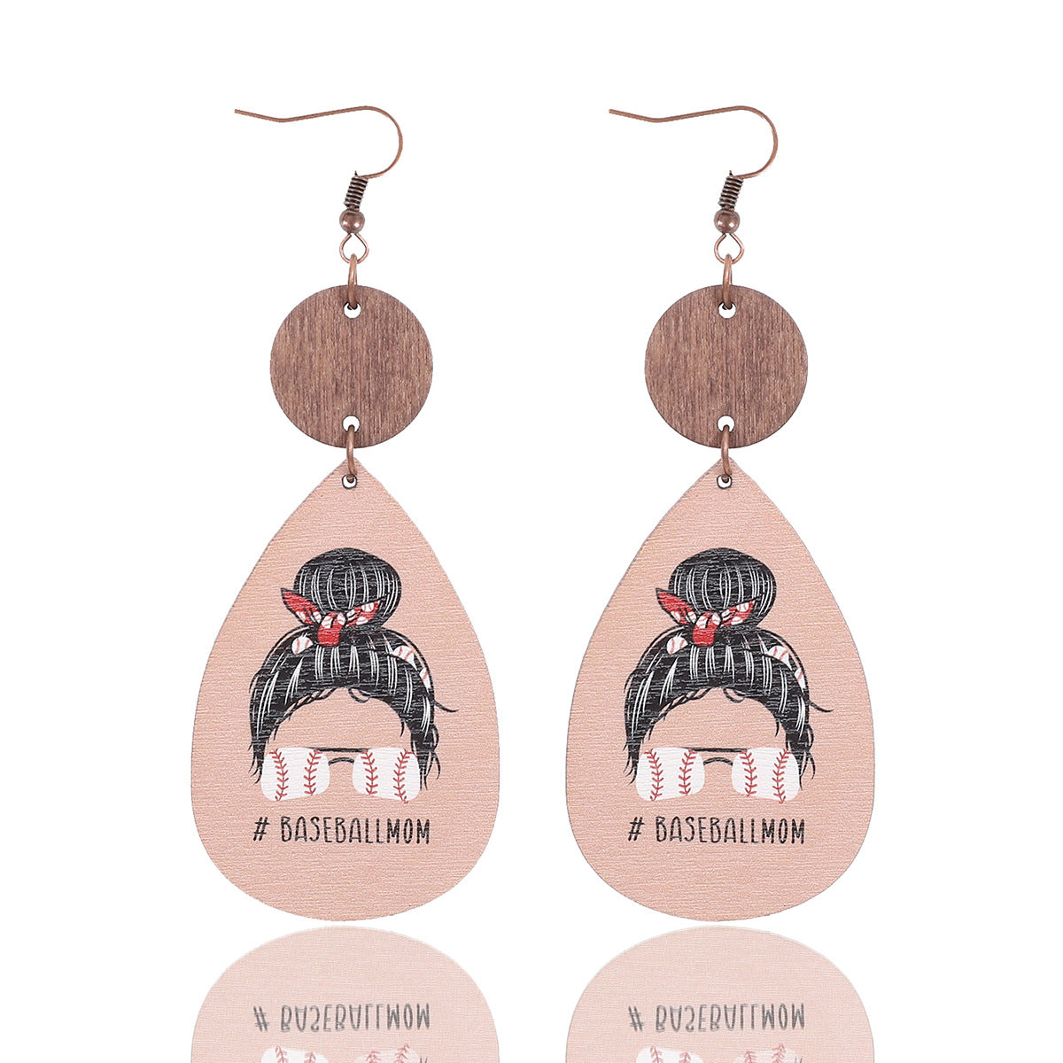 Wholesale Teardrop Shaped Light Wood Chip Earrings